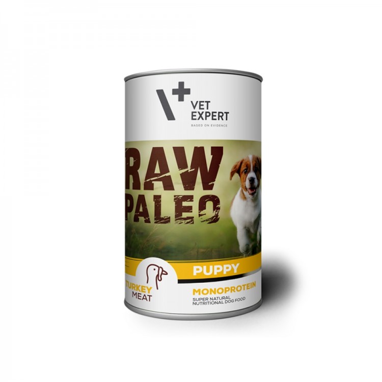 Hrana umeda pentru caini, RAW PALEO Puppy, carne de curcan, 400 g